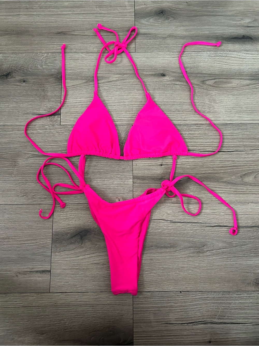 Neon Pink String Bikini Set